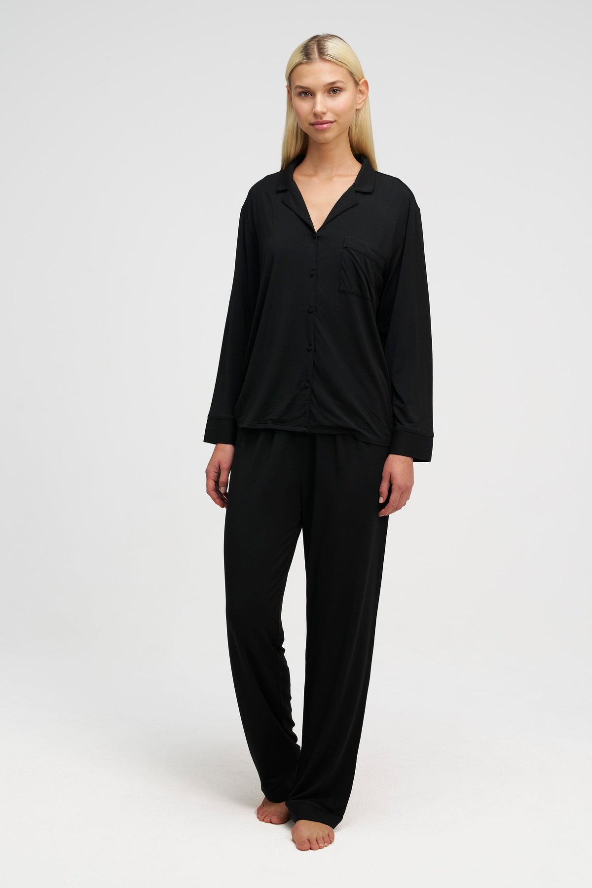 Long Tencel PJ Set Charcoal