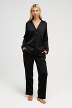 Long Premium Silk PJ Set Charcoal